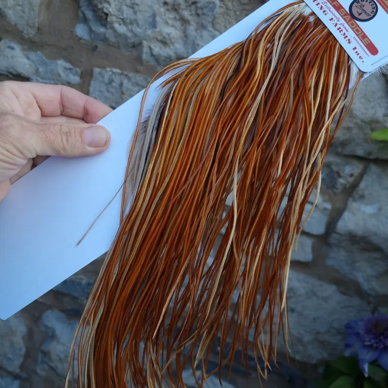 Whiting 1/2 BRONZE Grade Dry Fly Rooster Saddle in Medium Ginger-2